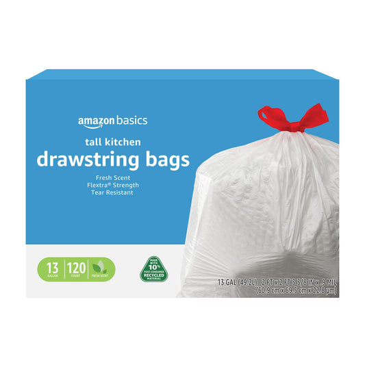 Amazon Basics 13 Gallon Drawstring Trash Bags