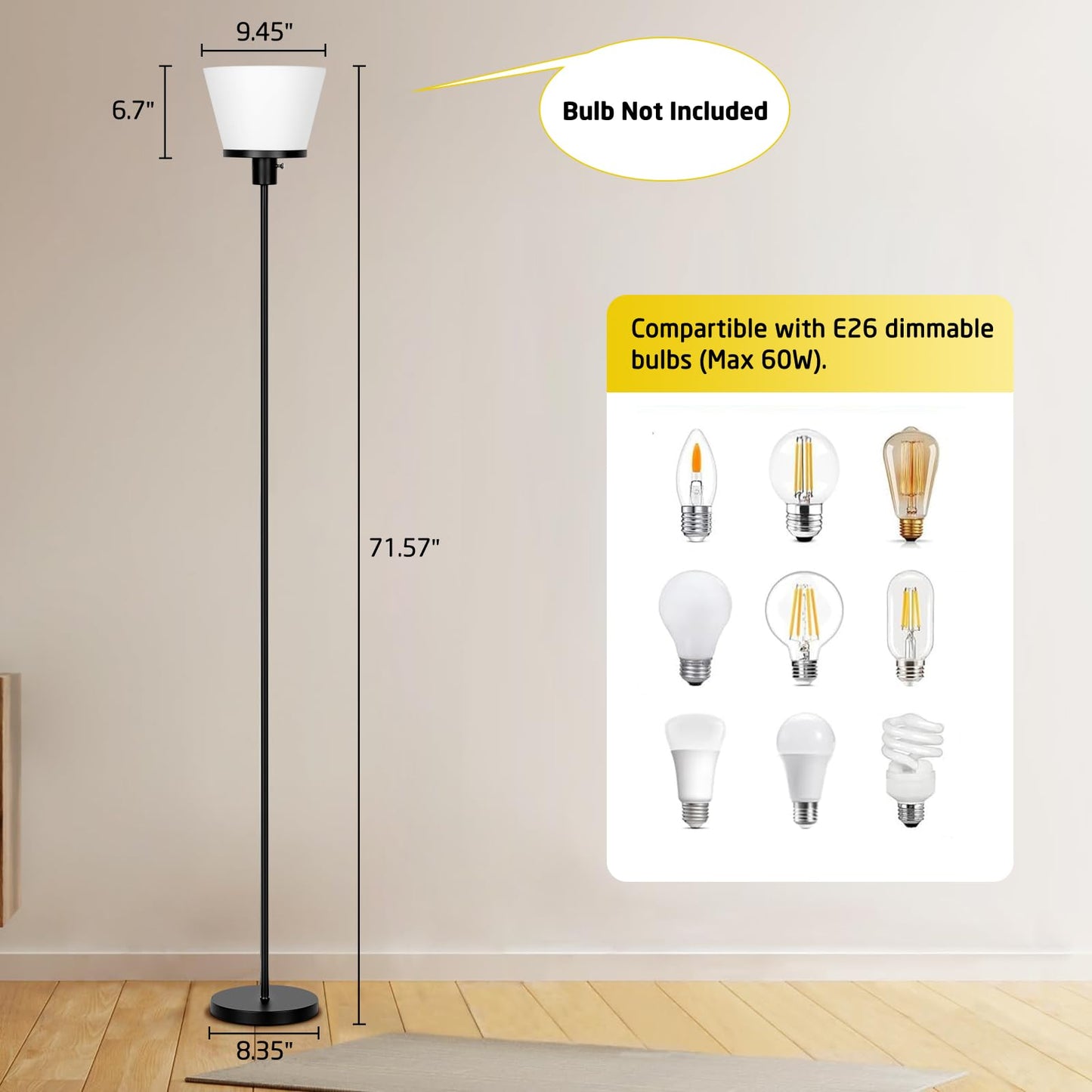 Kukobo Modern LED Torchiere Floor Lamp