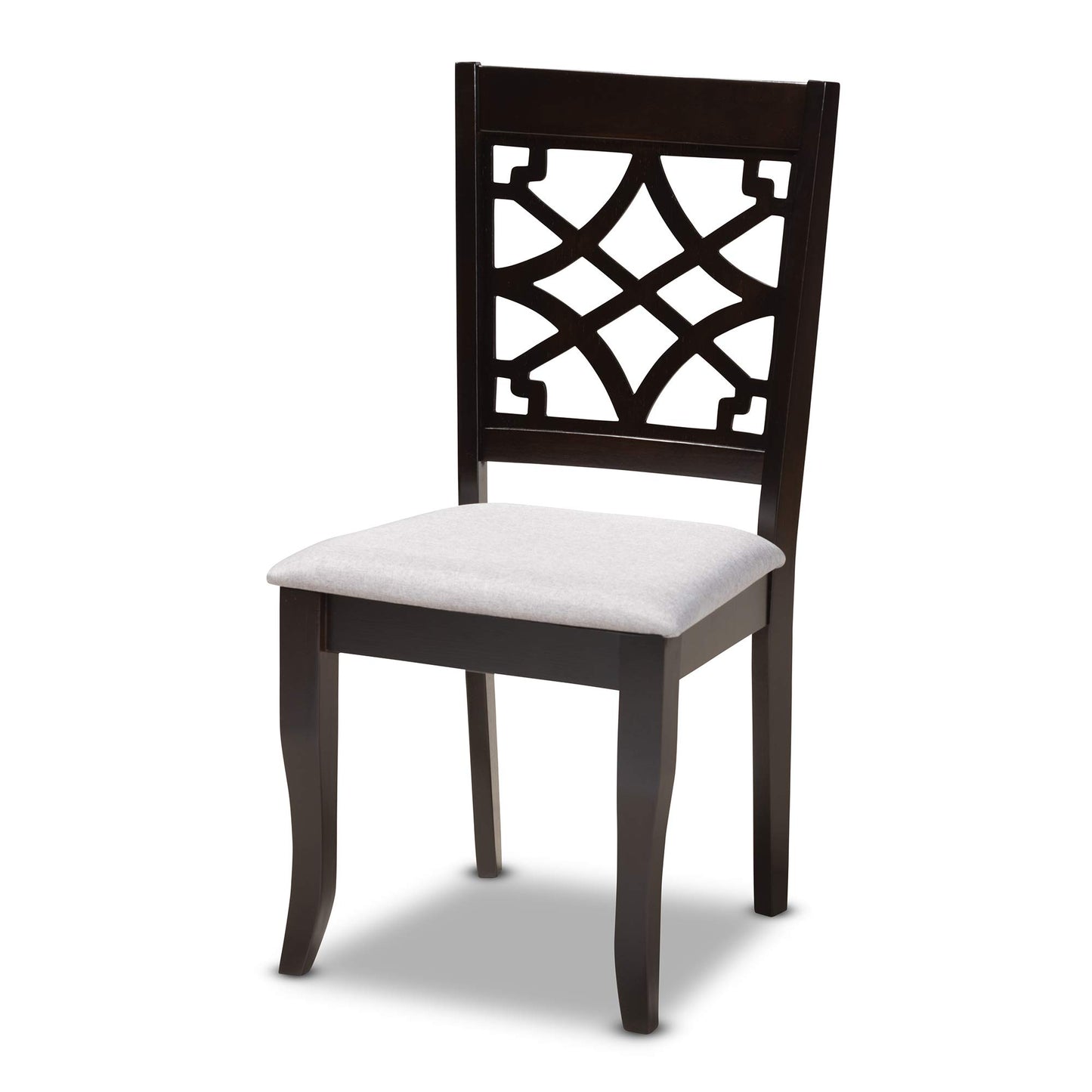 Baxton Studio Mael Dining Chair and Dining Chair Grey Fabric Upholstered Espresso Brown Finished Wood Dining Chair