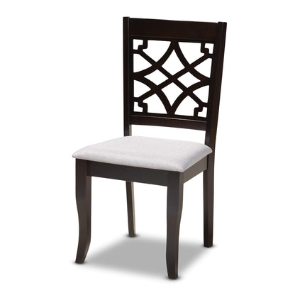 Baxton Studio Mael Dining Chair and Dining Chair Grey Fabric Upholstered Espresso Brown Finished Wood Dining Chair