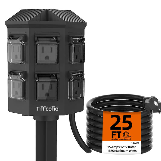 Weatherproof Outdoor Power Strip with 6 Outlets