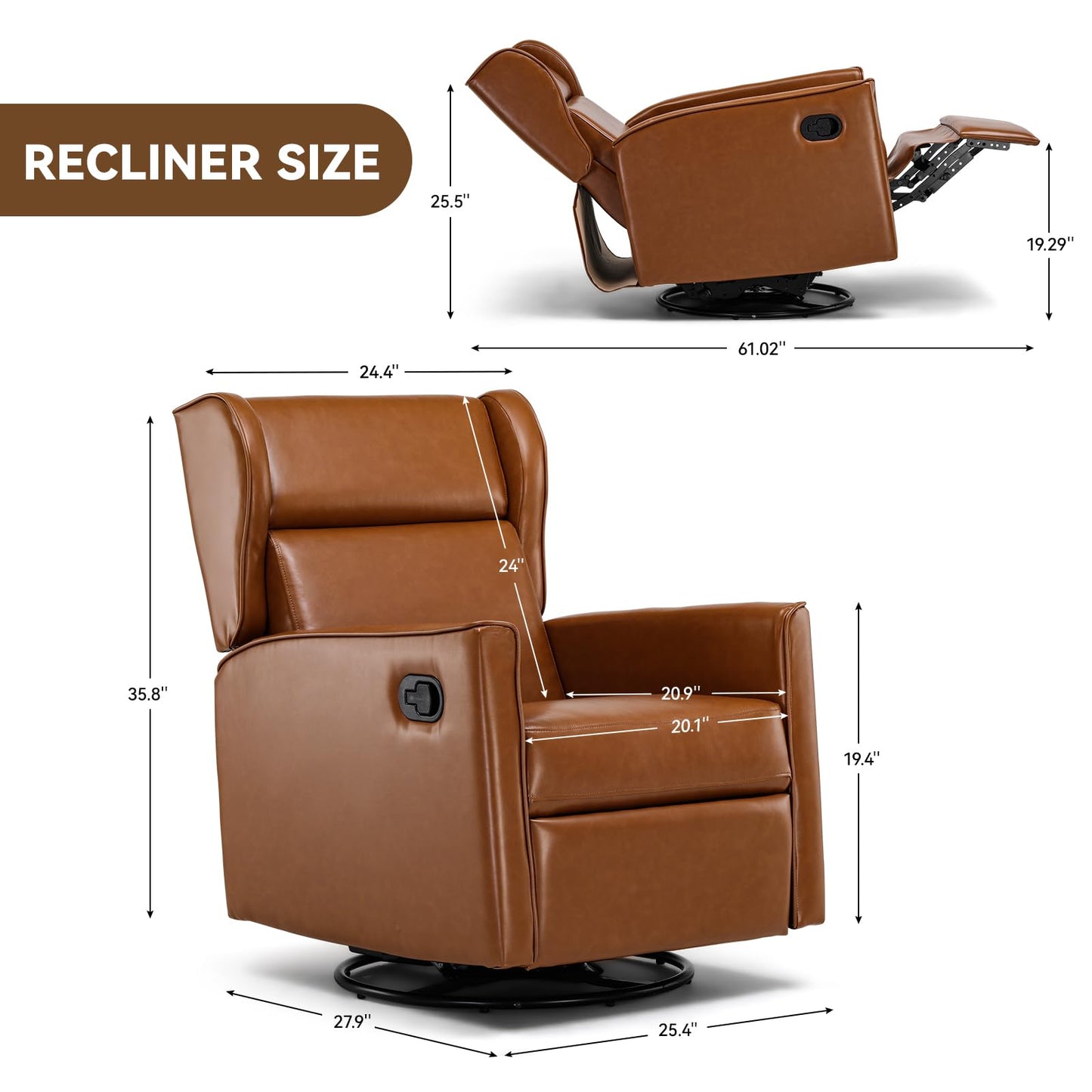 COMHOMA Rocking Recliner Swivel Chair for Nursery