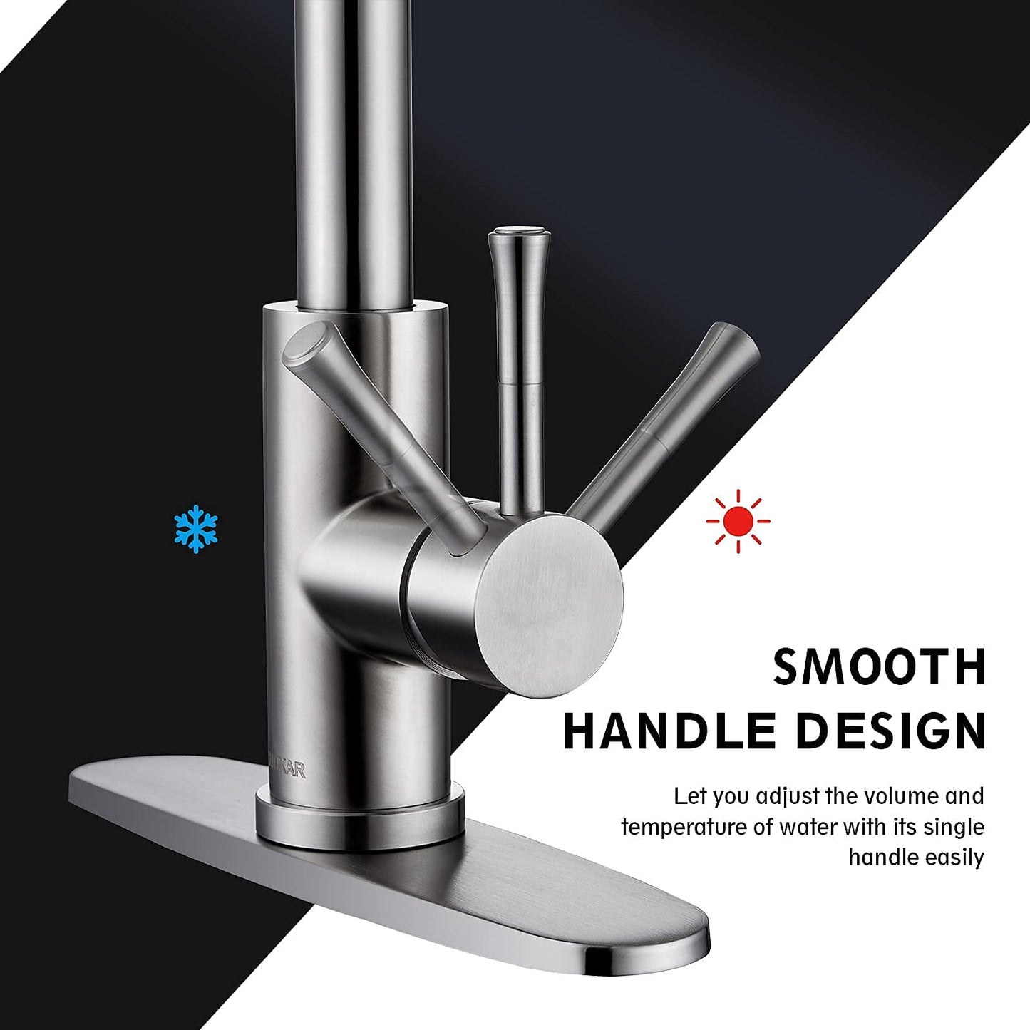GUUKAR Kitchen Faucet with Pull Down Sprayer Brushed Nickel Stainless Steel Single Handle Modern Kitchen Sink Faucet with Deck Plate