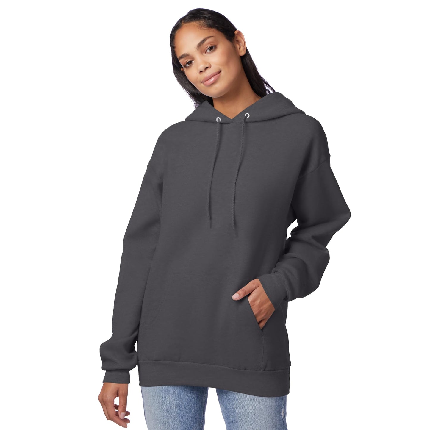 Hanes EcoSmart Pullover Hooded Sweatshirt, Grey