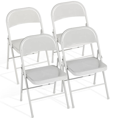 Folding Chairs Set of 4, Metal Stackable Seats