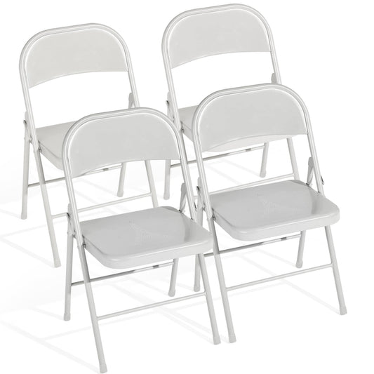 Folding Chairs Set of 4, Metal Stackable Seats
