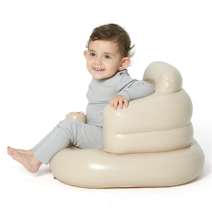 MINK Inflatable Baby Seat with Built-in Pump – Floor Seat for Infants 3 Months & Up, Blow Up Baby Chair,Ideal for Sitting Up and Learning to Play (Khaki)