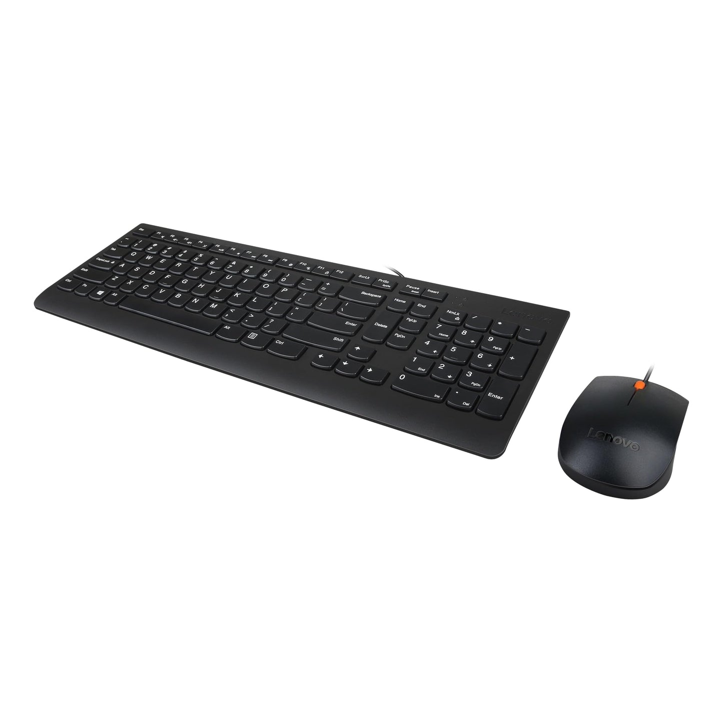 Lenovo 300 USB Combo, Full-Size Wired Keyboard & Mouse, Ergonomic, Left or Right Hand Mouse, Optical Mouse, GX30M39606, Black
