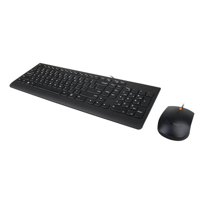 Lenovo 300 USB Combo, Full-Size Wired Keyboard & Mouse, Ergonomic, Left or Right Hand Mouse, Optical Mouse, GX30M39606, Black