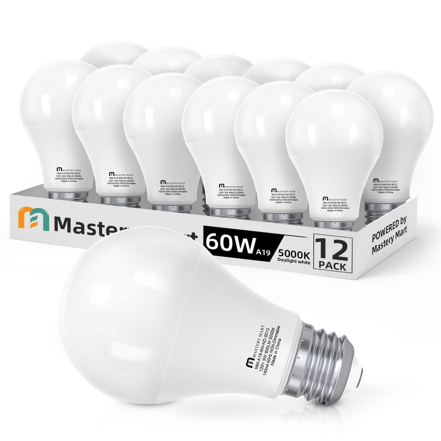 MASTERY MART 12 Pack LED Light Bulbs 60W