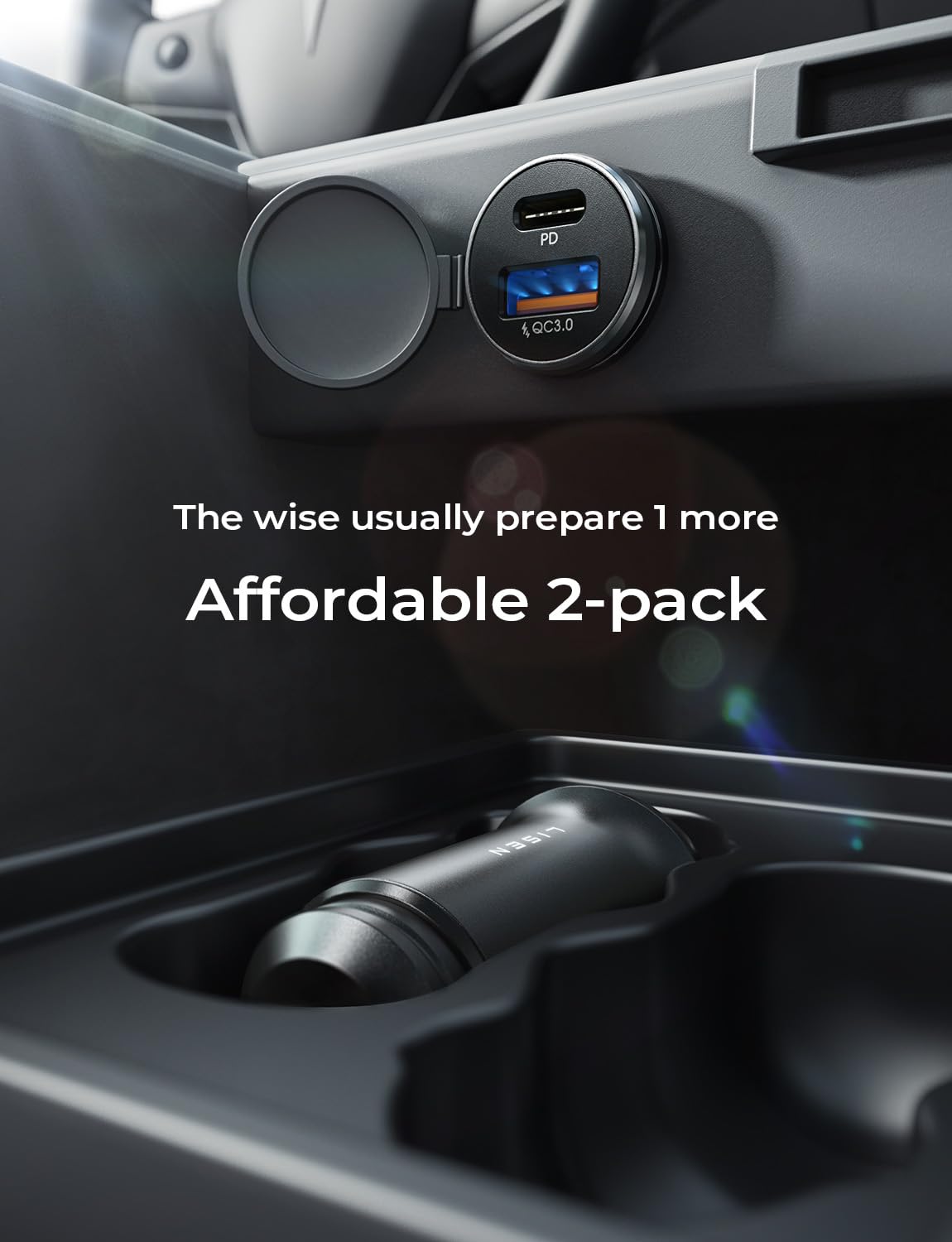 LISEN 54W Dual Port USB C Car Charger