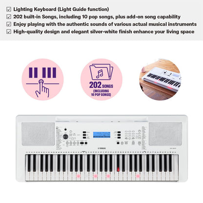 Yamaha EZ300 61-Key Portable Keyboard with Lighted Keys and PA130 Power Adapter