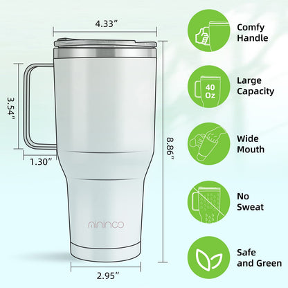 40 oz Insulated Tumbler with Handle and Straw