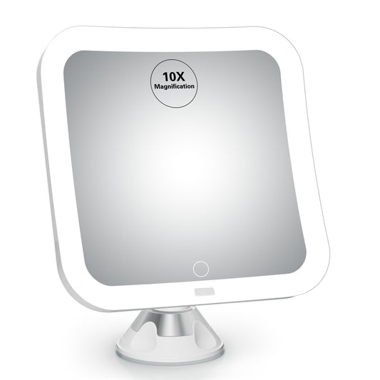 10x Magnifying Lighted Makeup Mirror with Suction Base