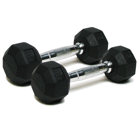 SPRI 8 lb Rubber Hex Dumbbell Set of 2