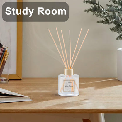 100ml Scent Diffuser with 6 Fiber Sticks, 3.5 oz Reed Diffuser Set Aromatherapy Fragrance Diffusers Air Fresheners for Home Bedroom Bathroom (Peach)