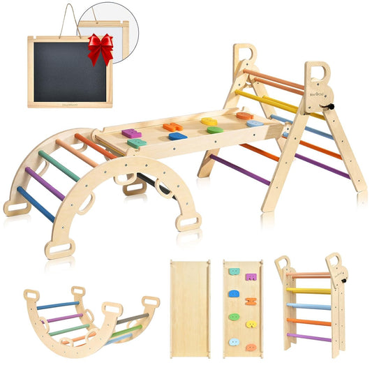 BlueWood 7-in-1 Wooden Climbing Triangle for Kids
