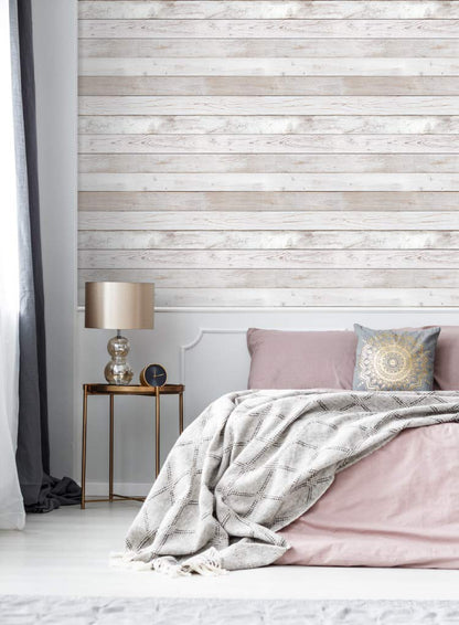 Wood Panel Peel and Stick Wallpaper (19.6" x 118", Light Texture, Washed White Panel) Waterproof and Easy to Clean Self-Adhesive Film for Any Surfaces and Furnitures