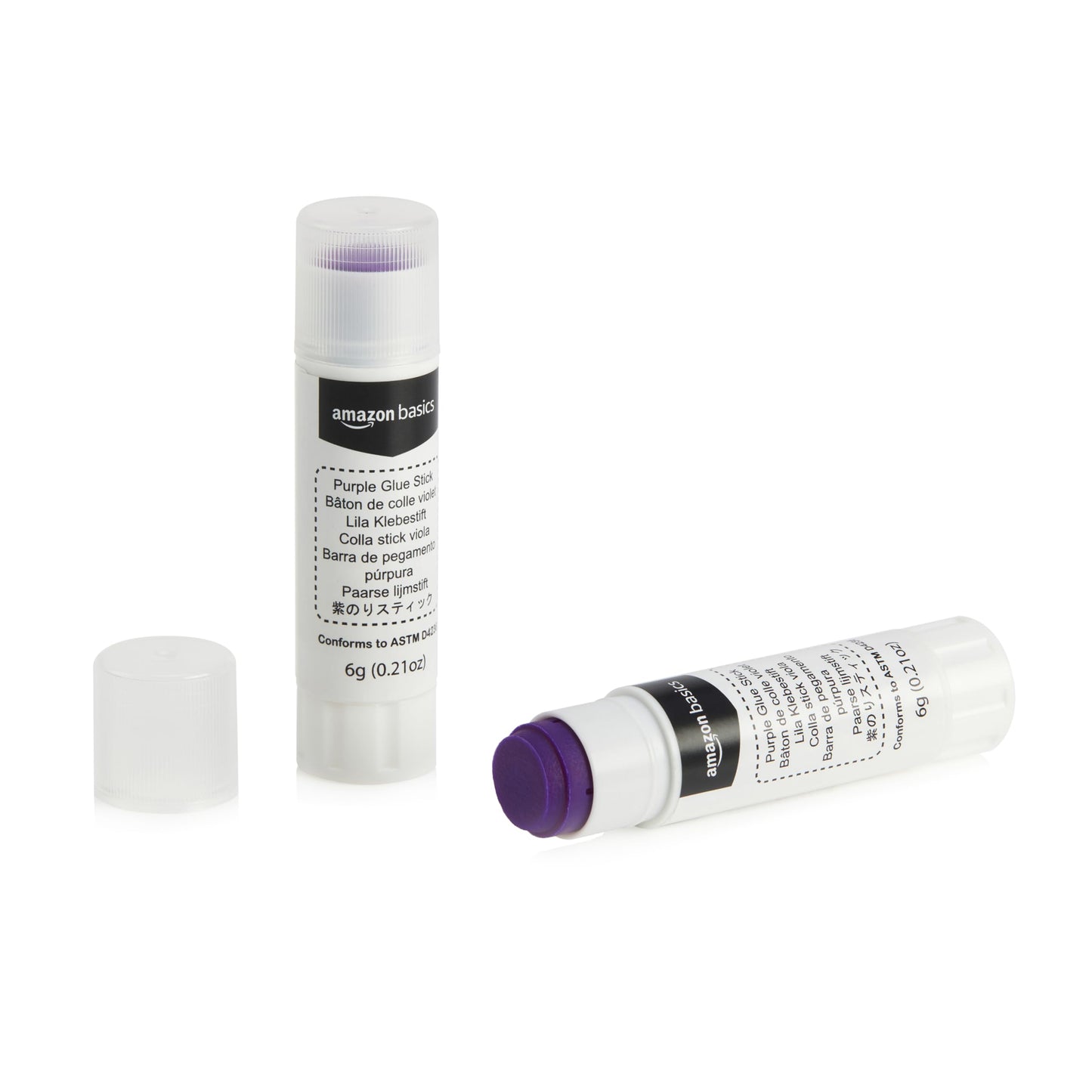 Amazon Basics - Washable School Glue Sticks, Dries Clear, Purple, 0.21 oz (Pack of 2)