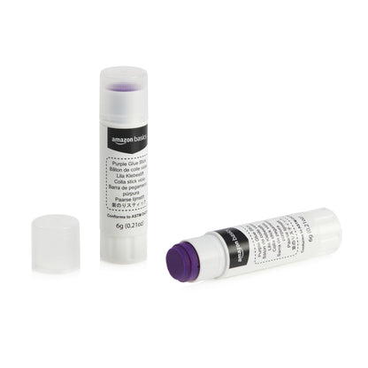 Amazon Basics - Washable School Glue Sticks, Dries Clear, Purple, 0.21 oz (Pack of 2)