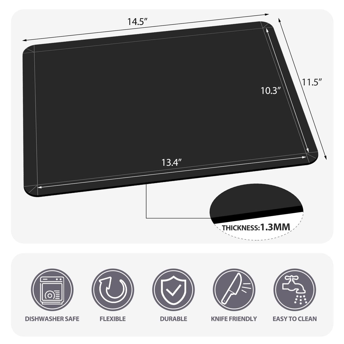 WK Extra Thick Foldable Cutting Boards with Lip, Flexible Plastic Cutting Board Mats for Kitchen, Black Cutting Boards for Meat, Nonslip Cutting Mats, BPA Free, Dishwasher Safe, Set of 3