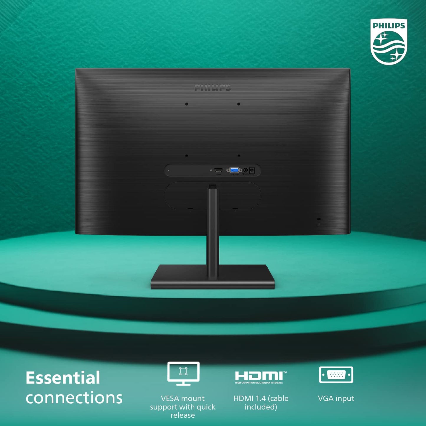 PHILIPS 271E1S 27" Frameless Monitor, Full HD IPS 1080P IPS, 124% sRGB, FreeSync 75Hz, VESA, 4Yr Advance Replacement