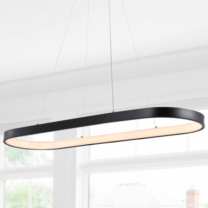 JONATHAN Y JYL7120A Nolan 38.75" Modern Bohemian Iron Linear Integrated LED Pendant Coastal Contemporary Adjustable Dining Room Living Room Kitchen Island Foyer Bedroom Hallway, Black