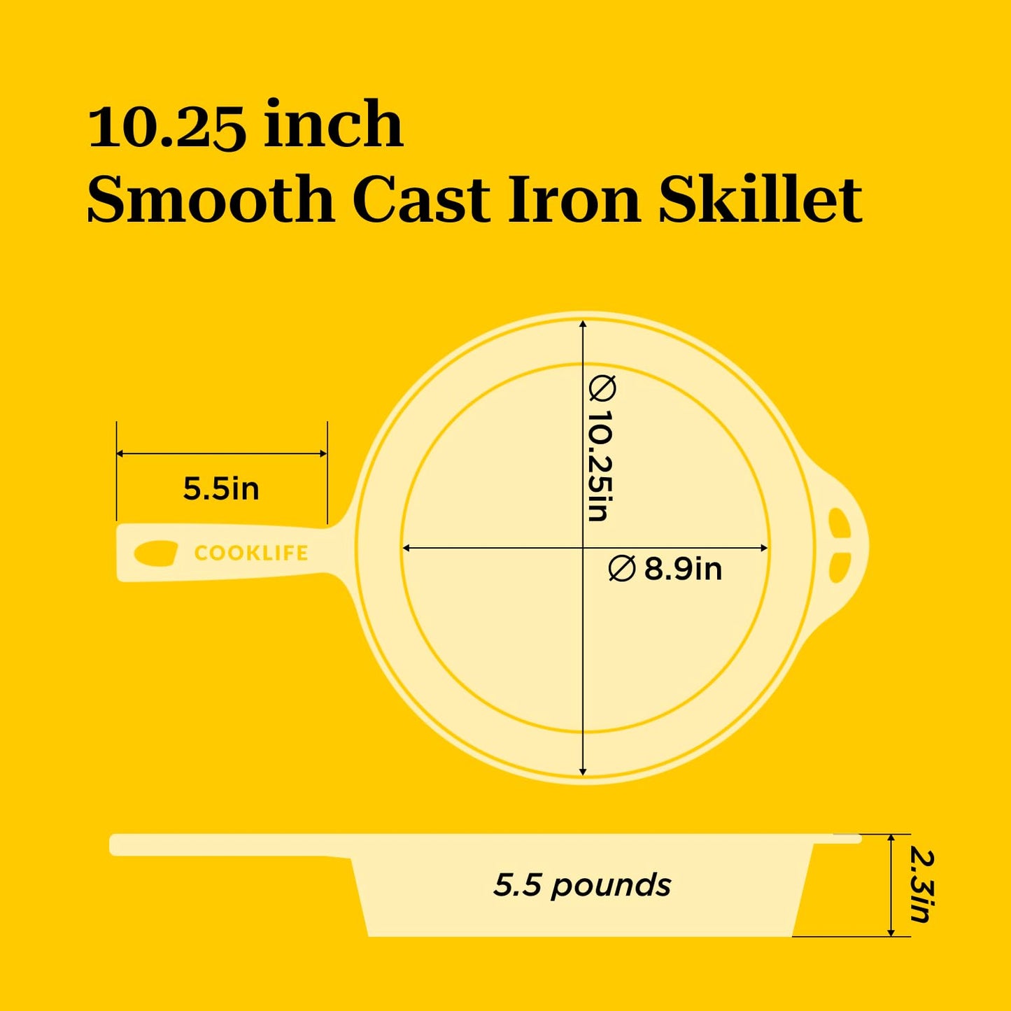 10.25 Inch COOKLIFE Cast Iron Skillet with Handle
