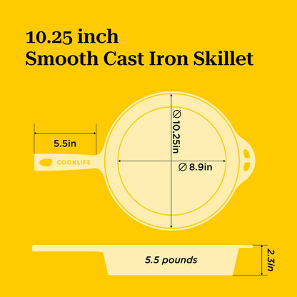 10.25 Inch COOKLIFE Cast Iron Skillet with Handle