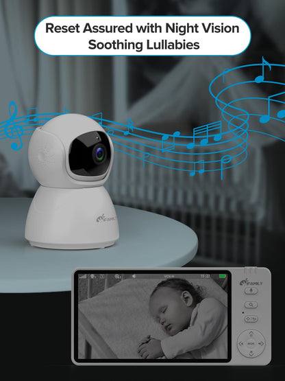 iFamily Baby Monitor with Camera and Audio – 720P HD Resolution, Large Display, 3500mAh Battery, Night Vision, Remote Pan, Tilt, and Zoom – Two-Way Talk, Lullabies, Thermal Monitor, 960ft Range