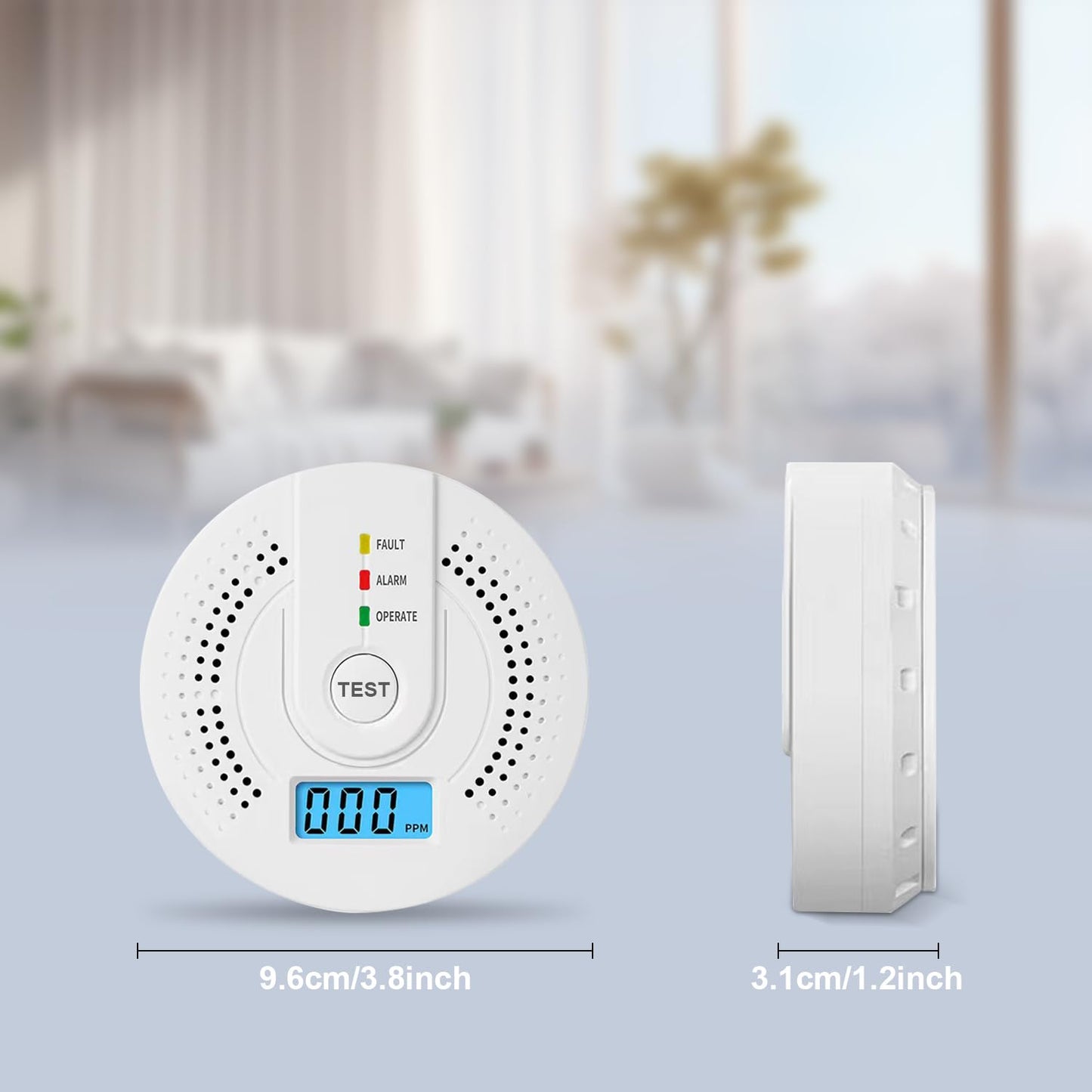 Carbon Monoxide Detector,CO Gas Monitor Alarm, AA Battery Powered CO Sensor Detector with LED Digital Display for Home,Depot,Test Button