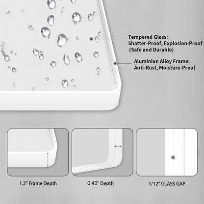 White Rounded Rectangle Bathroom Mirror - 55x36 Inch