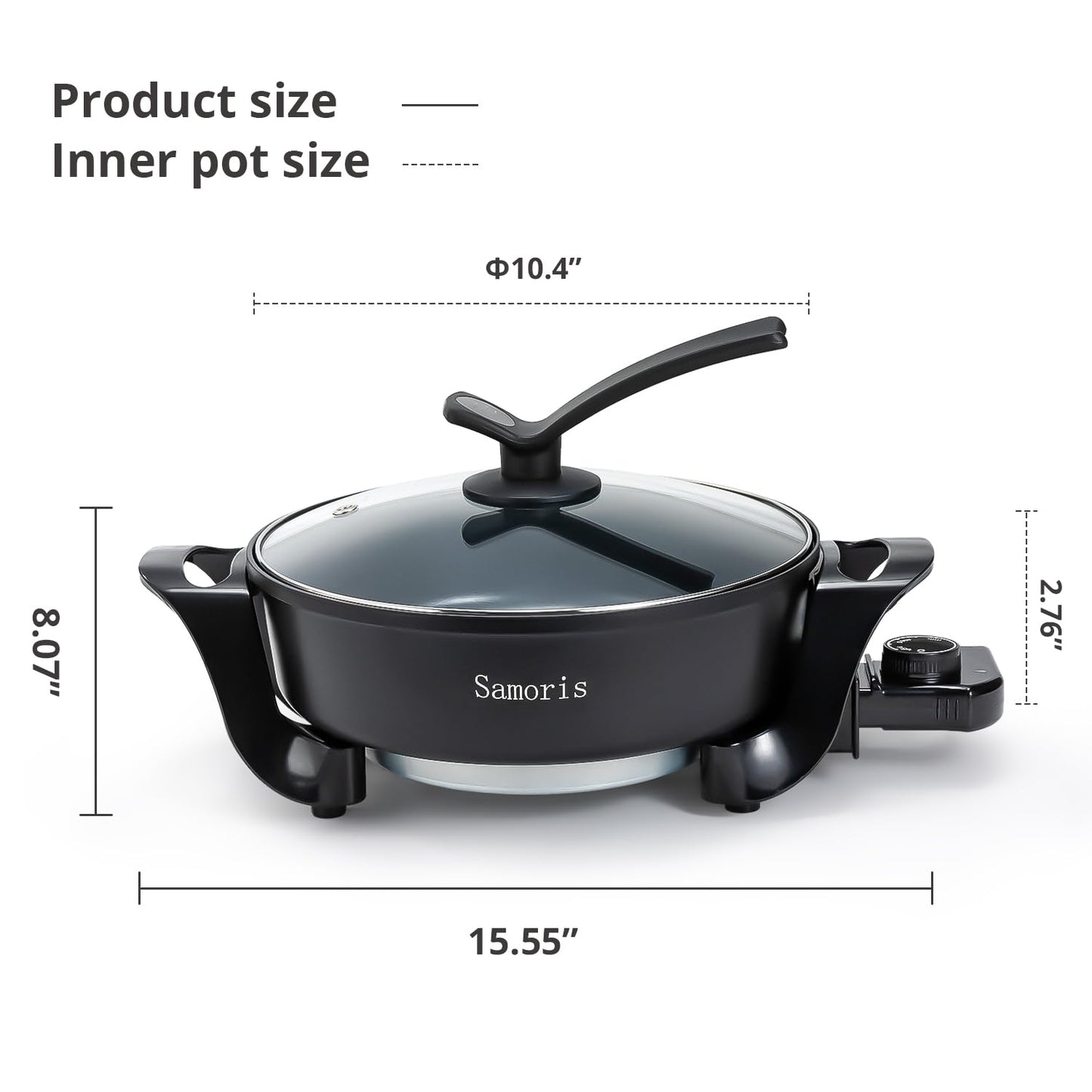 3 Quart Electric Skillet with Tempered Glass Lid
