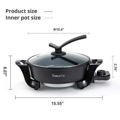 3 Quart Electric Skillet with Tempered Glass Lid
