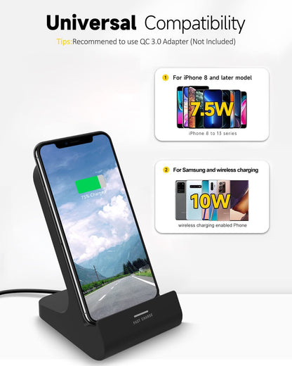 10W Wireless Charger Phone Stand for iPhone/Samsung