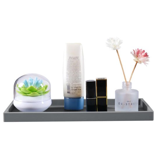 Bloss Silicone Tray Set for Bathroom/Kitchen - 11.8" Bathroom Soap Dispenser Tray and Soap Holder, Silicone Vanity Trays Countertop Organizer for Scrubber, Perfume, Jewelry, Candle Tray