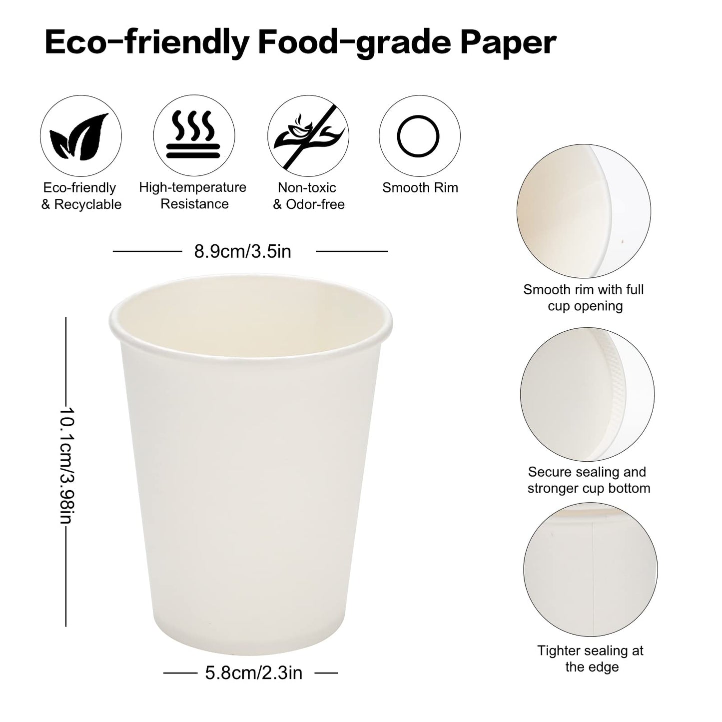 TirFeKi Disposable Paper Cups, 300 Pack 12oz Paper Cups, Coffee Cups, Hot and Cold Beverage Drinking Cups for Juice, Tea, Coffee, Suitable for Home, School, Office, Events, Party, and Cafes