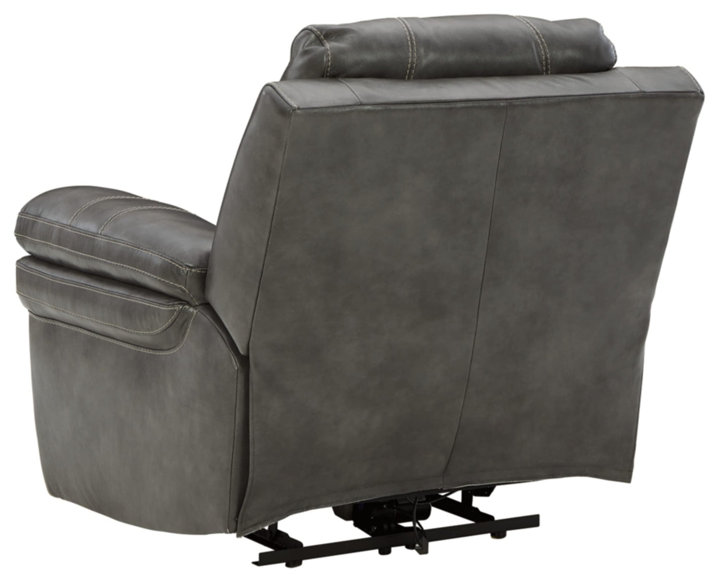 Signature Design by Ashley Edmar Leather Power Recliner with Adjustable Headrest, Gray