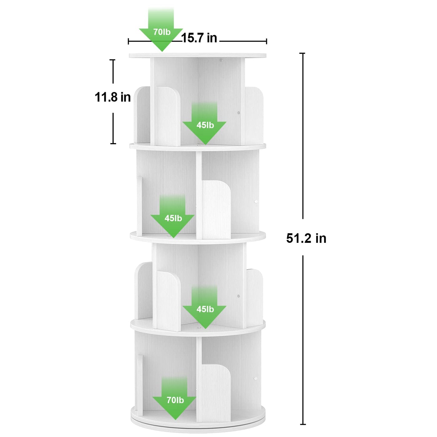 Rotating 4-Tier Bookshelf for Small Spaces