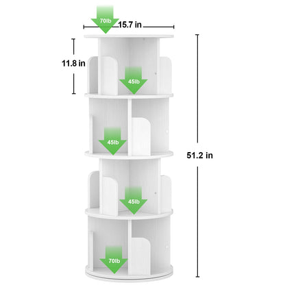 Rotating 4-Tier Bookshelf for Small Spaces