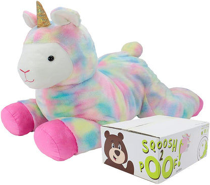 Giant Plush Stuffed Llamacorn with Interactive Surprise