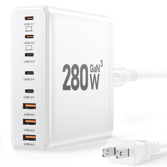 280W 8-Port USB C Charging Station