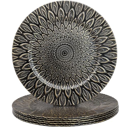 Black Plastic Charger Plates Set of 6