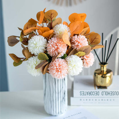 KIRIFLY Artificial Fake Flowers Eucalyptus Stems Plants Leaves Silk Arrangements Wedding Bouquets Decorations Floral Table Centerpieces for Home Kitchen(Champagne White)