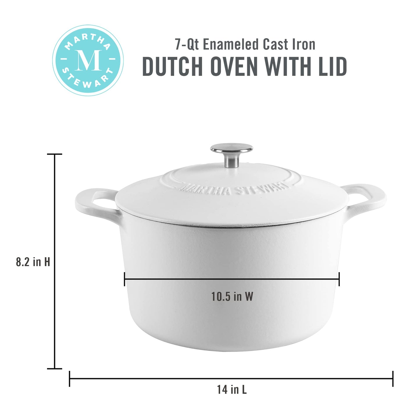Martha Stewart 7 QT Enamel Cast Iron Dutch Oven