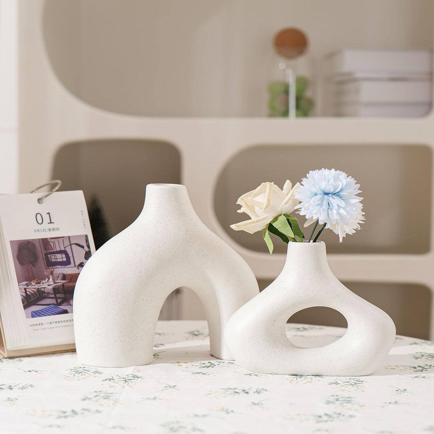 Set of 2 Donut Vases for Home Decor