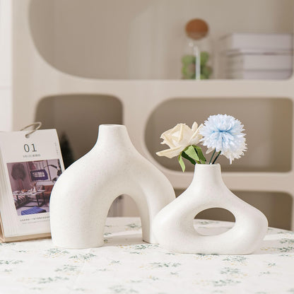 Set of 2 Donut Vases for Home Decor
