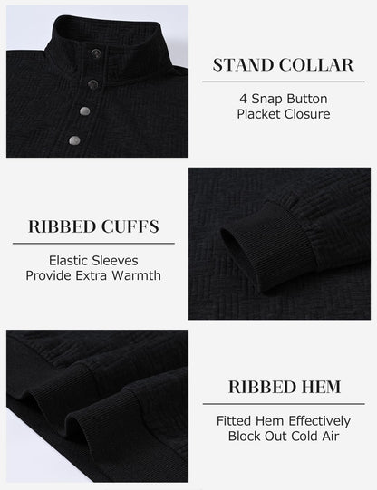 Men's Quilted Sweatshirt Pullover Long Sleeve
