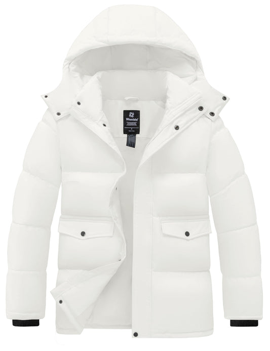 Men's Winter Puffer Jacket with Detachable Hood