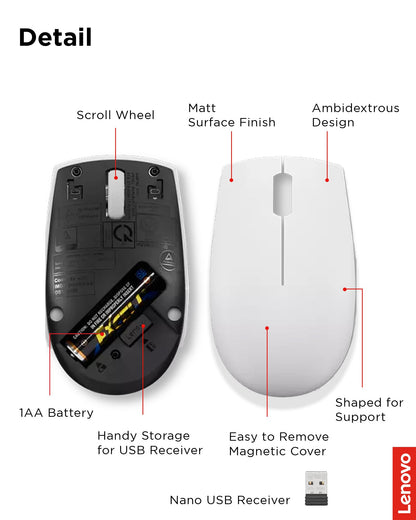 Lenovo Wireless Mouse for PC and Laptop